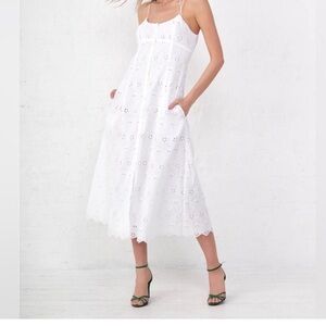 La Ligne Spaghetti Dress White Eyelet Cotton Small